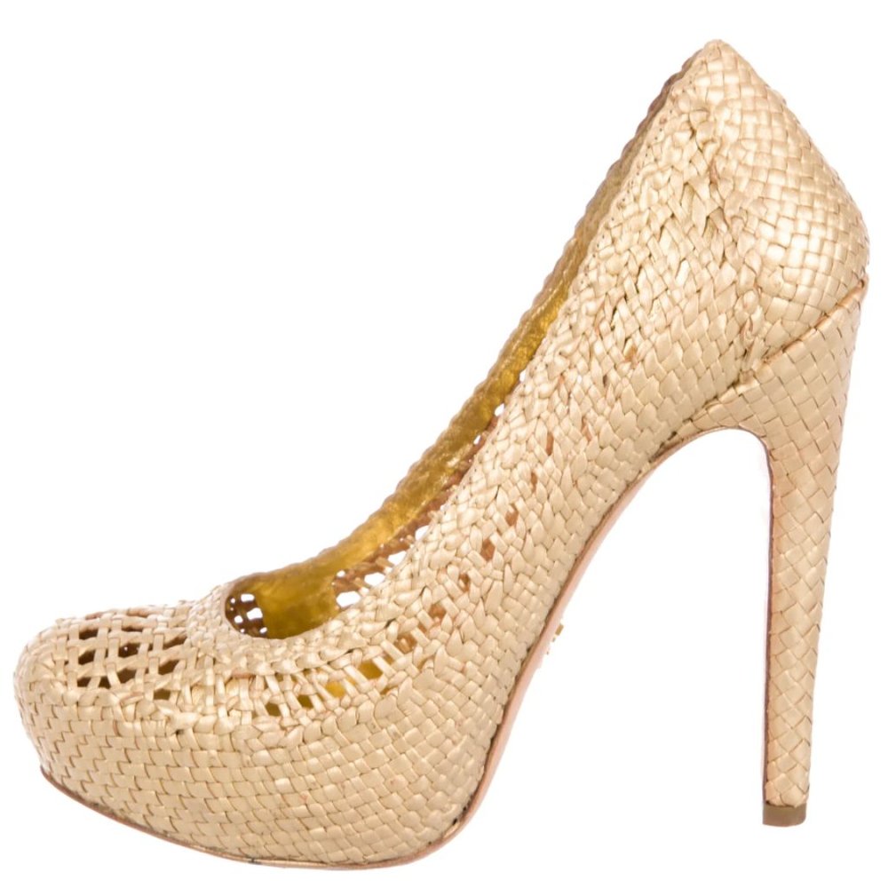 ***USED*** Prada Woven Leather Pumps